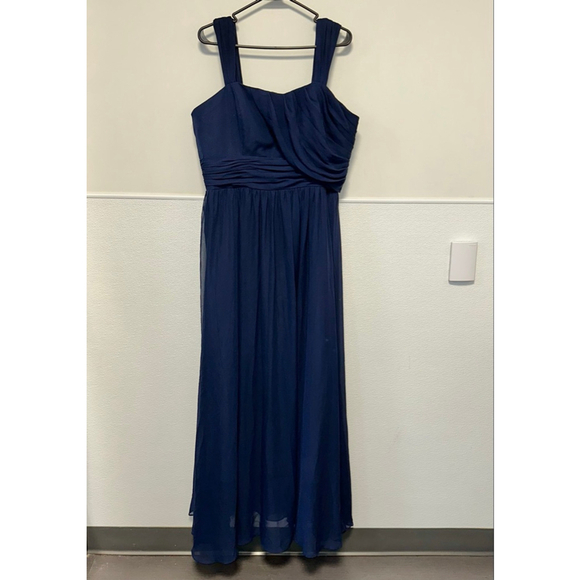Women's Alfred Angelo Navy Maxi Dress Size 18 Wedding Formal Chiffon Prom Plus - Picture 7 of 12